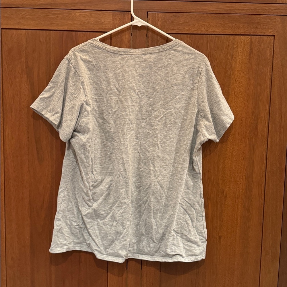 Gray Graphic T-Shirt with Flag and Cross One Nation under God - Picture 5 of 5